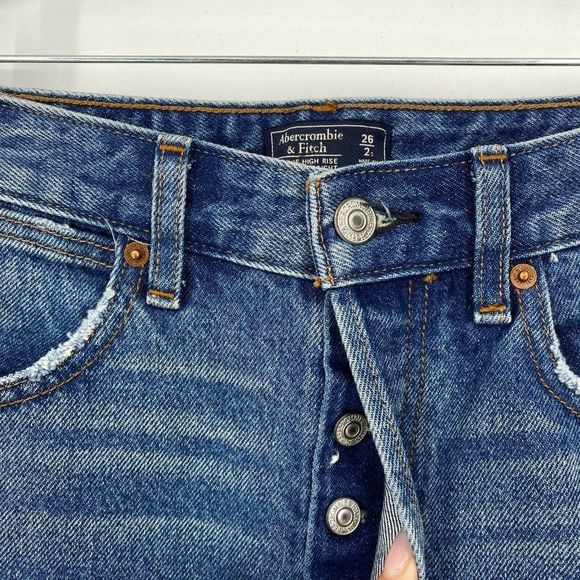 NEW Abercrombie & Fitch Annie High Rise Jeans Size 26 Ankle Straight Crop Blue - Picture 5 of 12